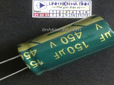 Tụ hóa 450V 150uf tụ nguồn 150uf 450V kích thước 18x30mm Tụ hóa 450V 150uf tụ nguồn 150uf 450V kích thước 18x30mm