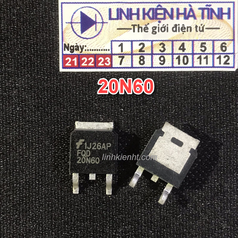 FQD20N60 20N60 mosfet kênh N 20A 600V dán