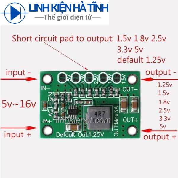 Mạch Hạ Áp 3A Ca-1235 đầu vào 5-15V đầu ra 1.25V 1.5V 2.5V 3.3V 5V dòng 2-3A