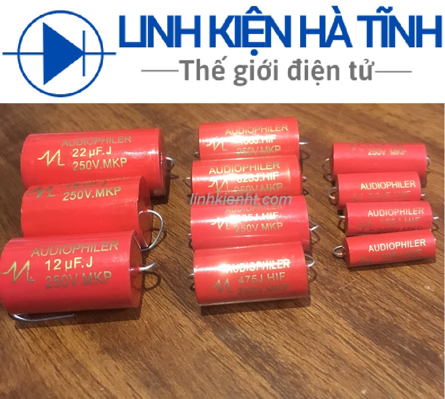 Tụ phân tần loa AudioPhiler MKP Tụ gắn loa 1uf 1.5uf 2.2uf 3.3uf 4.7uf 6.8uf 8.2uf 10uf 12uf 15uf 22uf 250V loại tốt