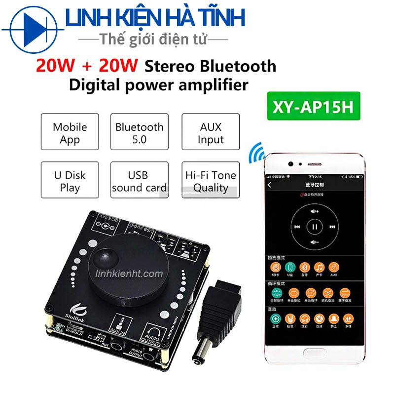Mạch Khuếch Đại Âm Thanh Bluetooth 5.0 XY-AP15H AP15H 2*20W 12/24V