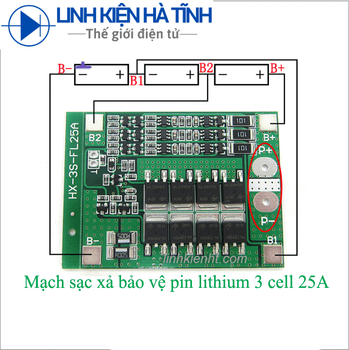 Mạch sạc cân bằng và bảo vệ PIN lithium 18650 3 cell 25A