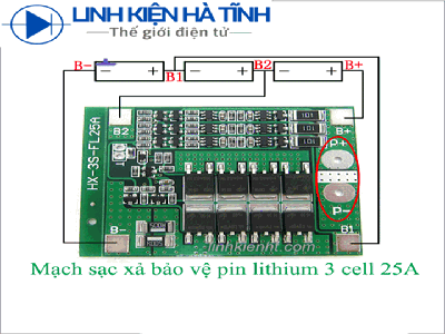 Mạch sạc cân bằng và bảo vệ PIN lithium 18650 3 cell 25A