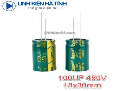 Tụ hóa 100UF 450V 100uf kích thước 18X30mm Tụ hóa 100UF 450V 100uf kích thước 18X30mm