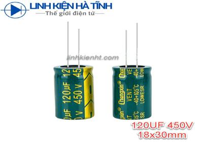 Tụ hóa 120UF 450V 120uf kích thước 18X30mm Tụ hóa 120UF 450V 120uf kích thước 18X30mm