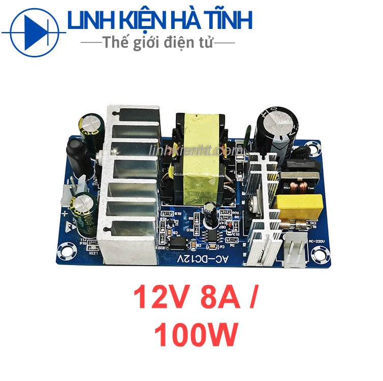 Mạch nguồn 12V 8A 12v8A điện áp vào AC85-265V công suất 100W dùng cho loa kéo,nguồn mạch âm thanh