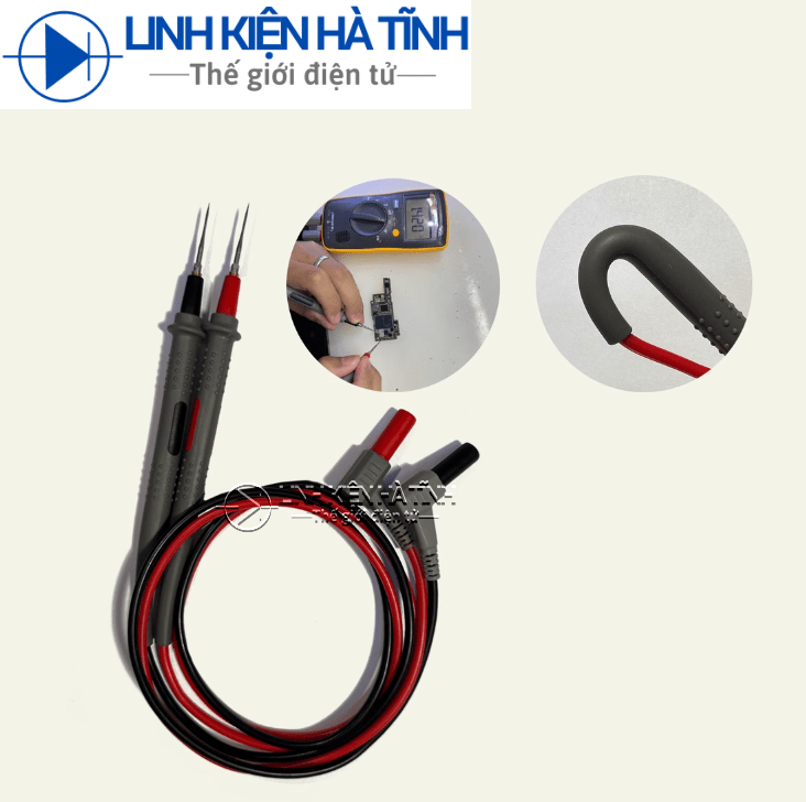 Bộ dây đo đồng hồ vạn năng loại chịu nhiệt dẻo dai đầu thép siêu cứng que đo đồng hồ 1000V 200 độ C 1 bộ gồm 2 cặp đầu thay thế