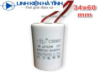 Tụ CBB60 8uf 450VAC tụ khởi động Tụ CBB60 8uf 450VAC tụ khởi động