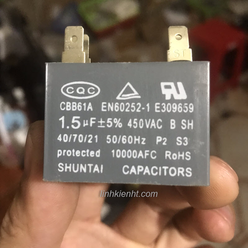Tụ CBB61 tụ quạt giàn nóng điều hòa tụ quạt hơi nước chân cắm tụ điều hòa 1.5uf 