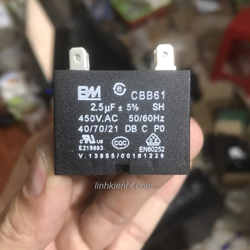 Tụ CBB61 tụ quạt giàn nóng điều hòa tụ quạt hơi nước chân cắm tụ điều hòa 2.5uf 