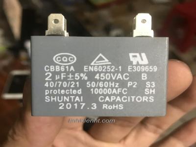 Tụ CBB61 tụ quạt giàn nóng điều hòa tụ quạt hơi nước chân cắm tụ điều hòa 2uf  Tụ CBB61 tụ quạt giàn nóng điều hòa tụ quạt hơi nước chân cắm tụ điều hòa 2uf