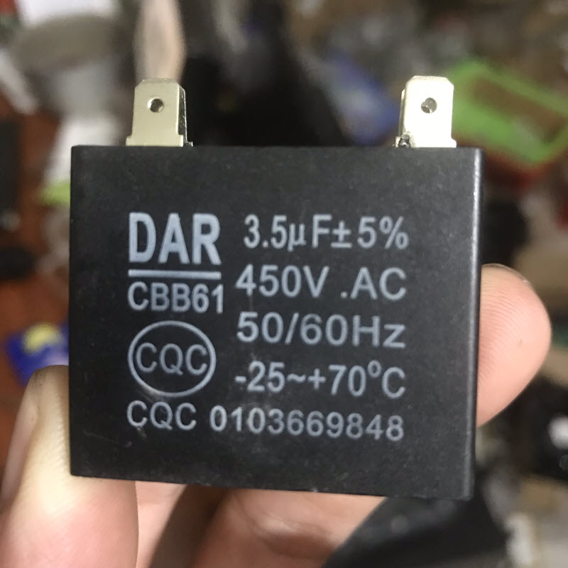 Tụ CBB61 tụ quạt giàn nóng điều hòa tụ quạt hơi nước chân cắm tụ điều hòa 3.5uf 
