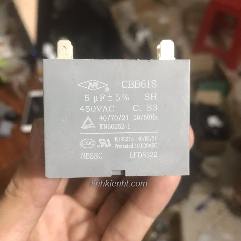 Tụ CBB61 tụ quạt giàn nóng điều hòa tụ quạt hơi nước chân cắm tụ điều hòa 5uf 