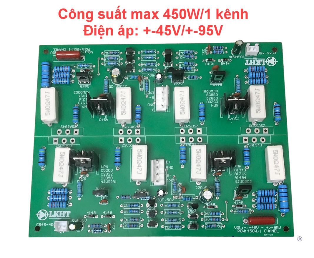 Cặp mạch công suất 4 sò , 2 kênh 8 sò chất lượng cao công suất 450W mạch sợi thủy tinh cao cấp