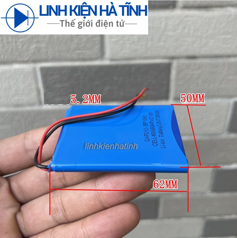 Pin lithium 3,8V, pin nhôm có bảng bảo vệ sạc và xả tích hợp dung lượng 2100mah