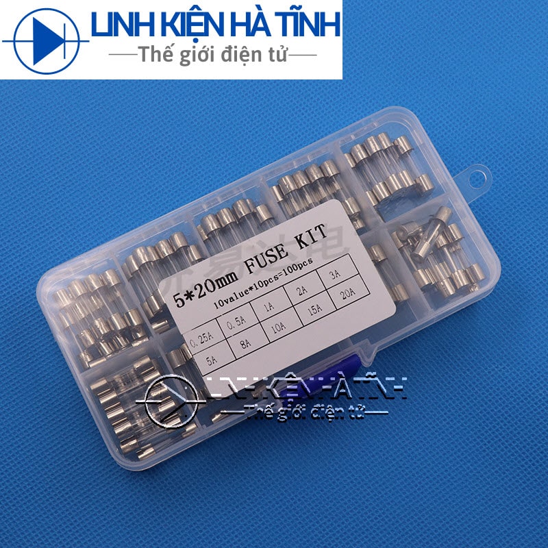 Hộp 100 cái cầu chì 5x20mm các loại từ 0.25A đến 20A