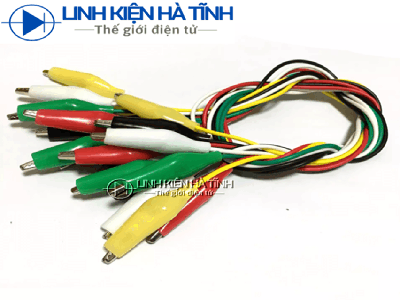 Túi 10 dây kẹp cá sấu nhỏ hai đầu gồm 5 màu dài 46cm