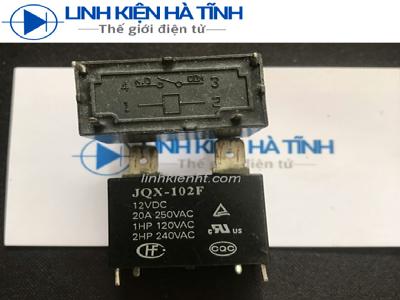 Relay JQX-102F-12VDC 4 chân 20A 250VAC THÁO MÁY Relay JQX-102F-12VDC 4 chân 20A 250VAC THÁO MÁY