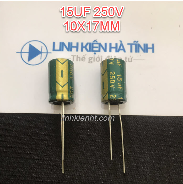 TỤ HÓA 15UF 250V 10X17MM TỤ XANH 250V 15UF