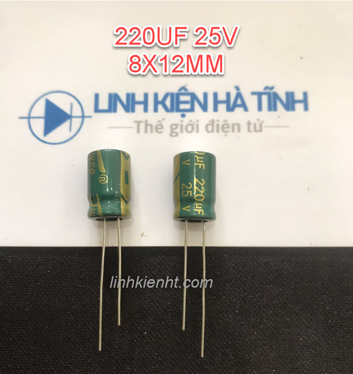 TỤ HÓA 220UF 25V 8X12MM TỤ XANH 220UF 25V