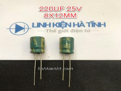 TỤ HÓA 220UF 25V 8X12MM TỤ XANH 220UF 25V TỤ HÓA 220UF 25V 8X12MM TỤ XANH 220UF 25V