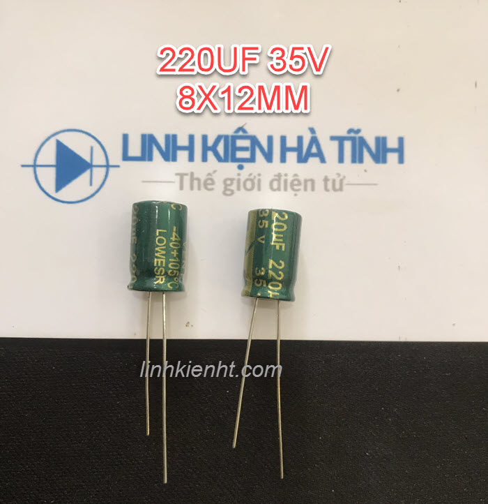 TỤ HÓA 220UF 35V 8X12MM TỤ XANH 220UF 35V