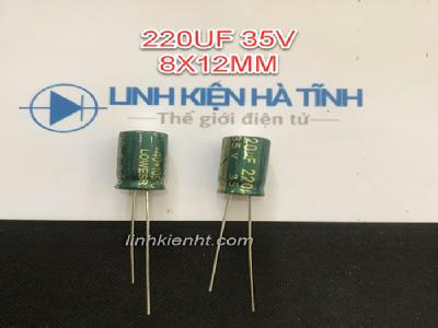 TỤ HÓA 220UF 35V 8X12MM TỤ XANH 220UF 35V TỤ HÓA 220UF 35V 8X12MM TỤ XANH 220UF 35V