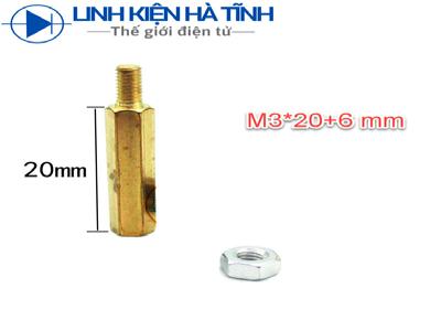 5 Ốc Trụ đồng lục giác bắt main M3x20 độ dài 20 mm đực-cái 5 Ốc Trụ đồng lục giác bắt main M3x20 độ dài 20 mm đực-cái