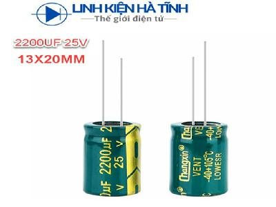 Tụ hóa 2200UF 25V 13x20mm loại tốt  Tụ hóa 2200UF 25V 13x20mm loại tốt