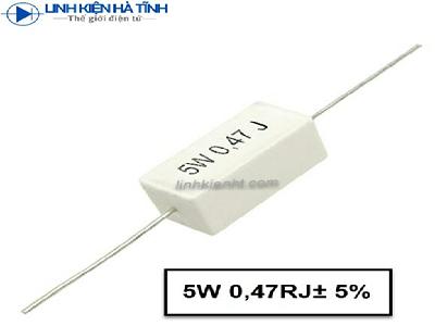 Trở sứ 5W (trở công suất) 0.47R Trở sứ 5W (trở công suất) 0.47R