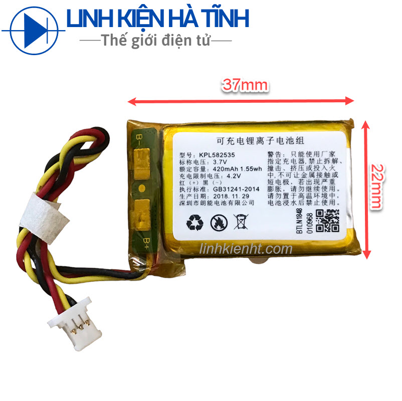 Pin lithium 3.7V 420mAh pin sạc 3v7 mini pin dẹt 3v7 420mah